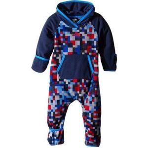 The North Face Baby Fleece Bunting Jumpsuit, Blue & Red - Size 6-12 Months
